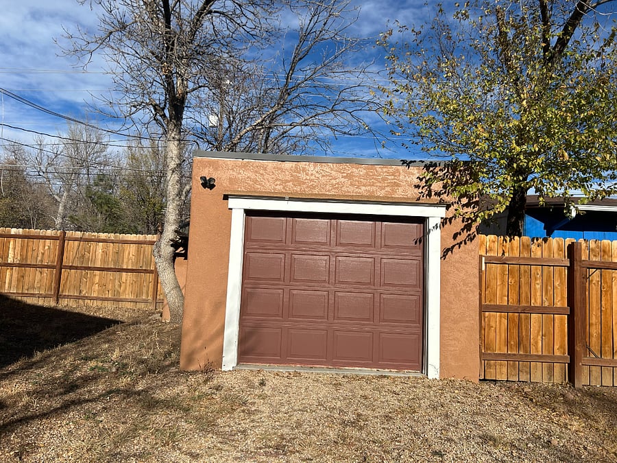 Detached garage with automatic opener