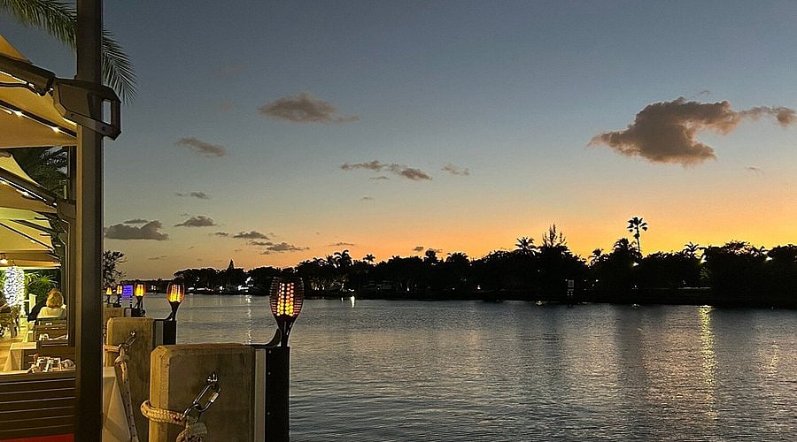Beautiful view from Miraggio's deck--restaurant on the Intracoastal