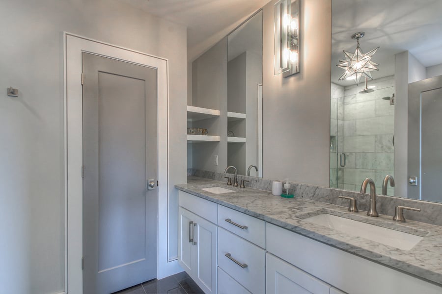 You will feel like you're at a spa in your gorgeous marble Bathroom Suite - double vanity, so much storage, & a full closet to set up your Products just the way you like them!