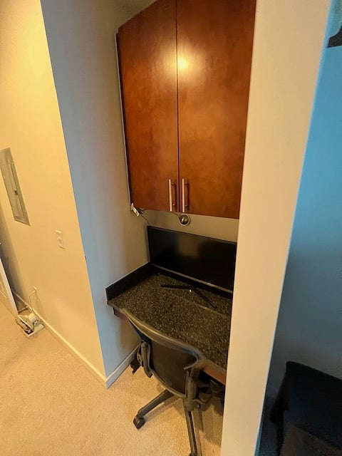 Built-in work desk with additional storage.  