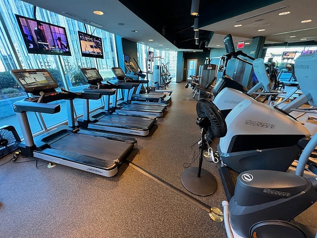 Tenth-floor amenity -- large fitness area.