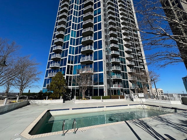 Ten-floor building amenity, outdoor pool   