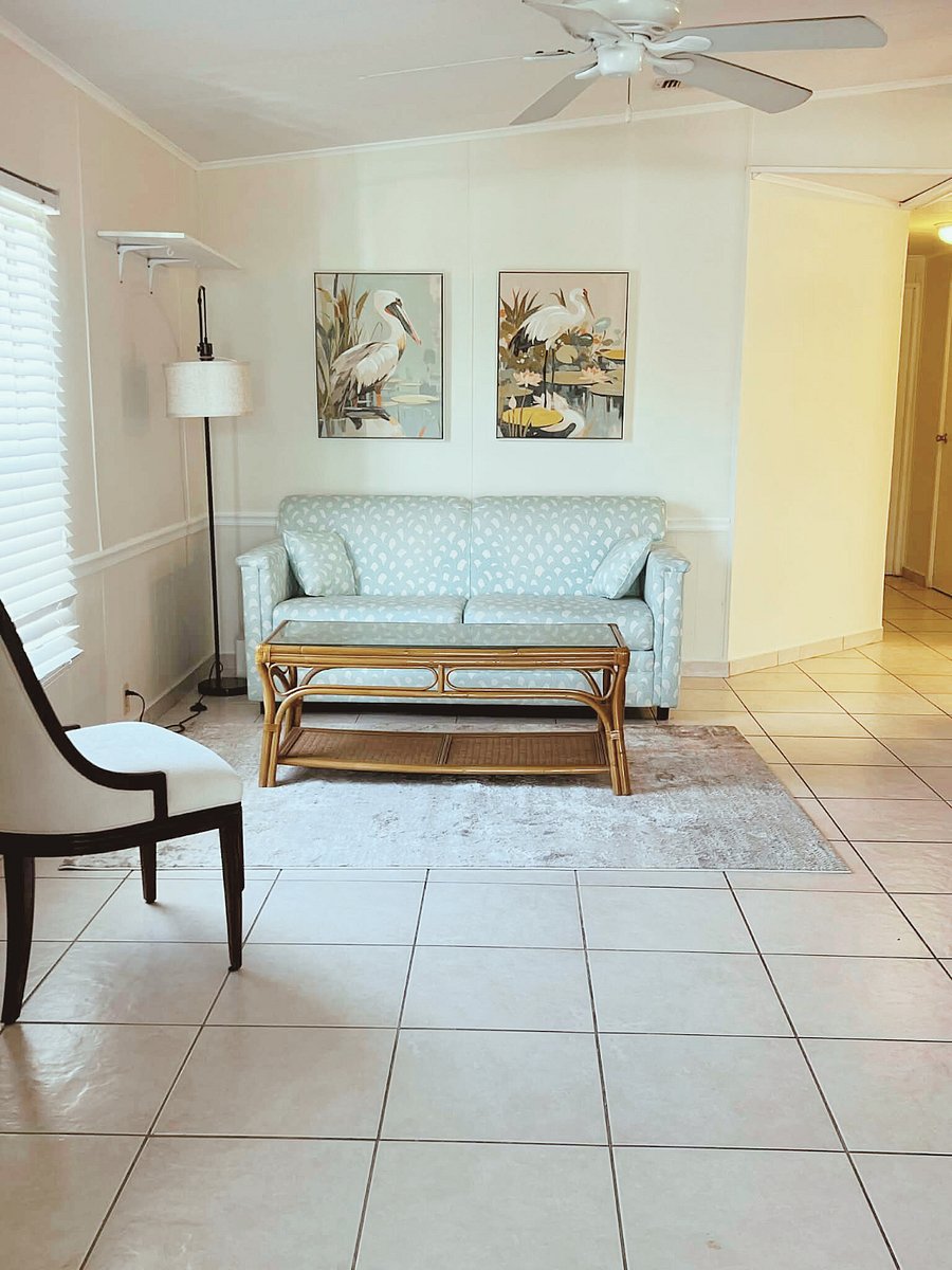 Living room with pull-out couch for visiting guests. 