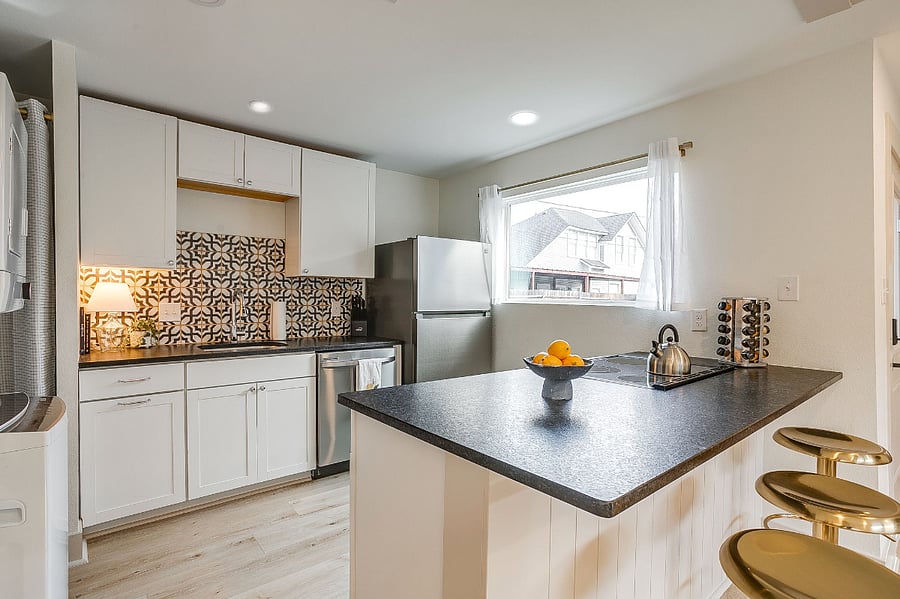 Open concept kitchen and living room