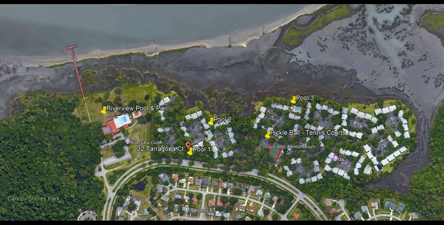 Overview of the community with pools highlighted.