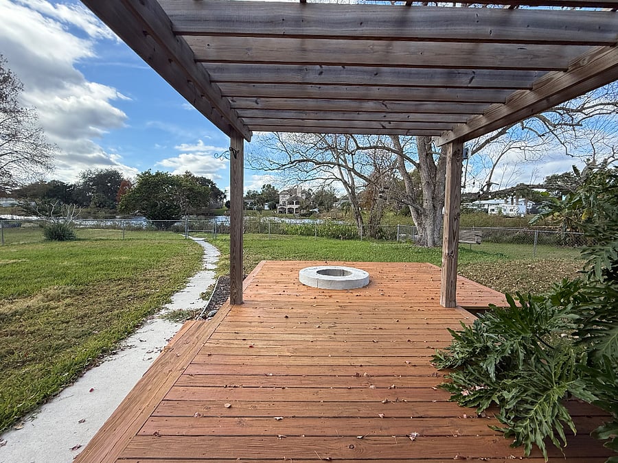 Back deck overlooking lake