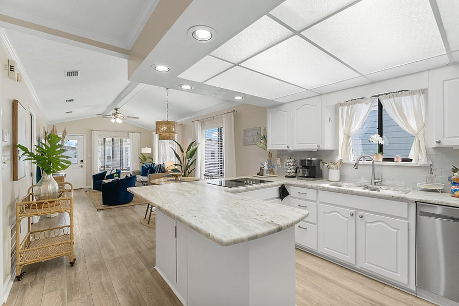 Living space from the kitchen area