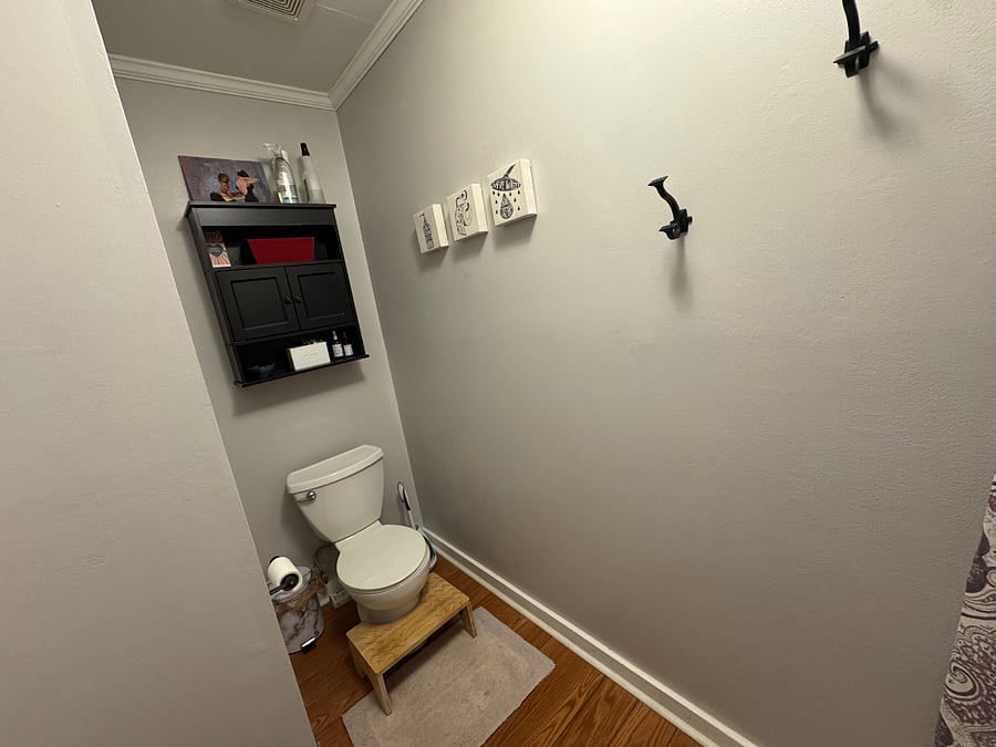 Separate toilet and shower space.