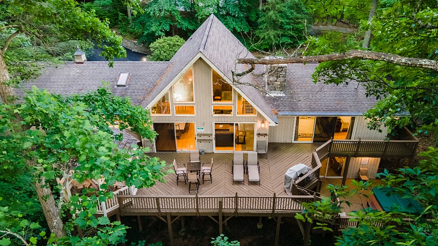 Rear deck with outdoor seating