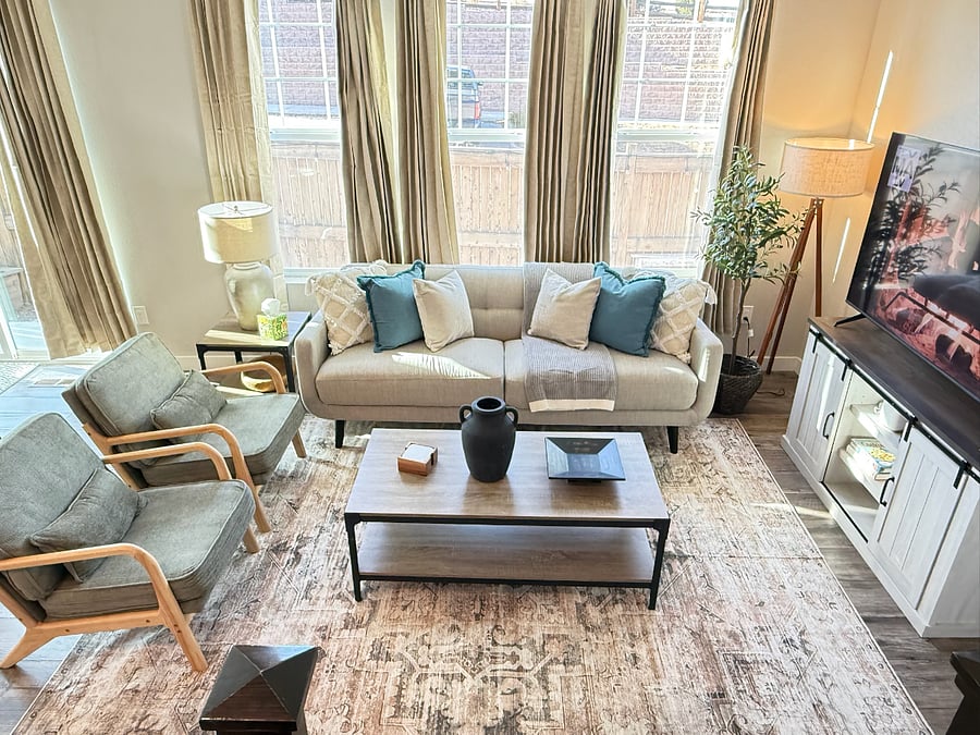 Living Room with Large Smart Tv