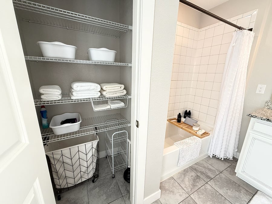 Master Bathroom with spacious Linen Closet