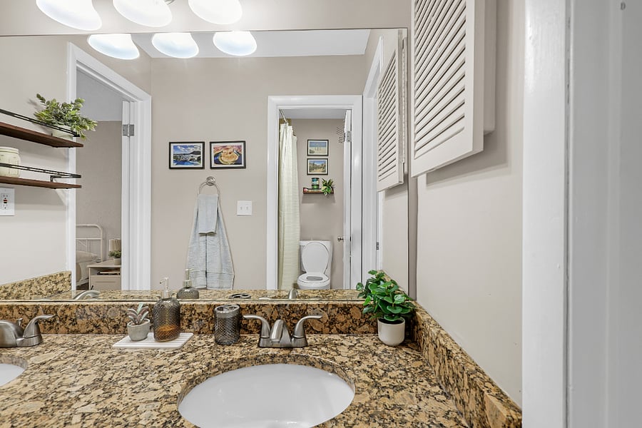 Start your day revitalized in the cozy Jack and Jill bathroom.