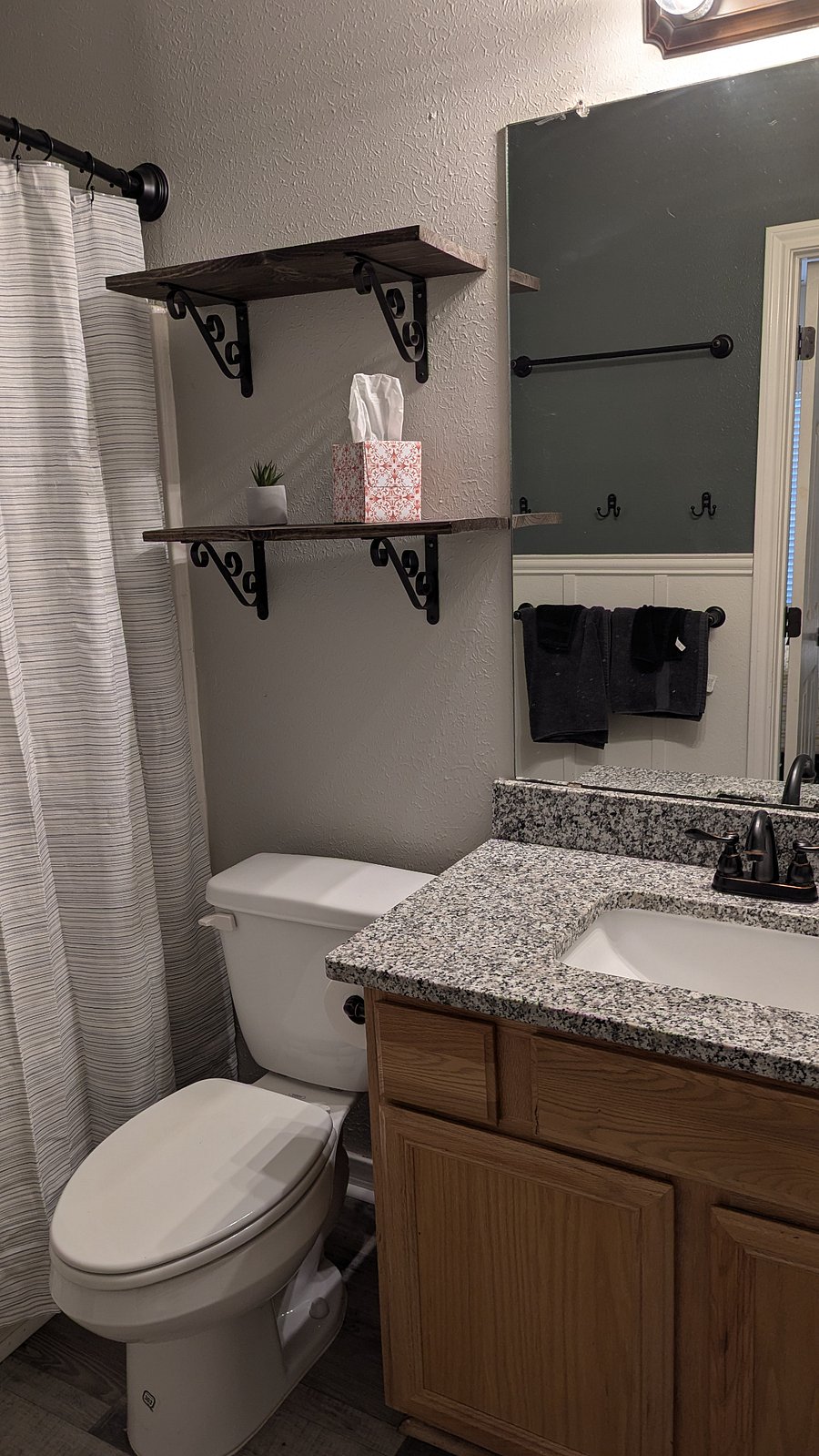 3 nearly identical bathrooms, each attached to a bedroom for privacy.