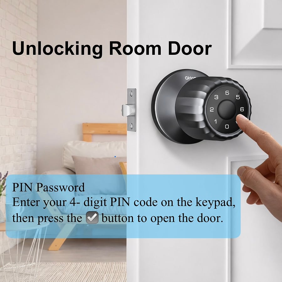 Smart lock on room door