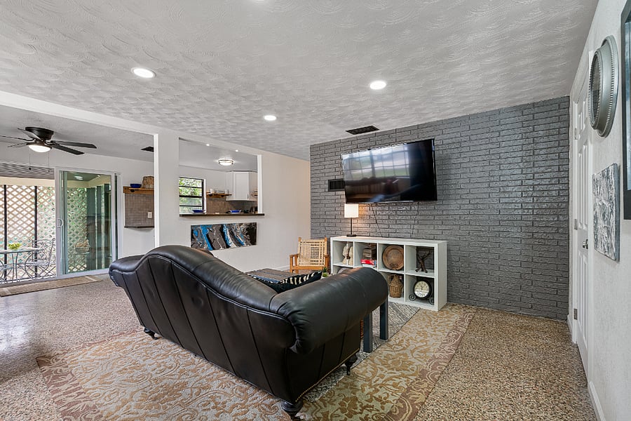 Relax in the open-concept living and kitchen area.