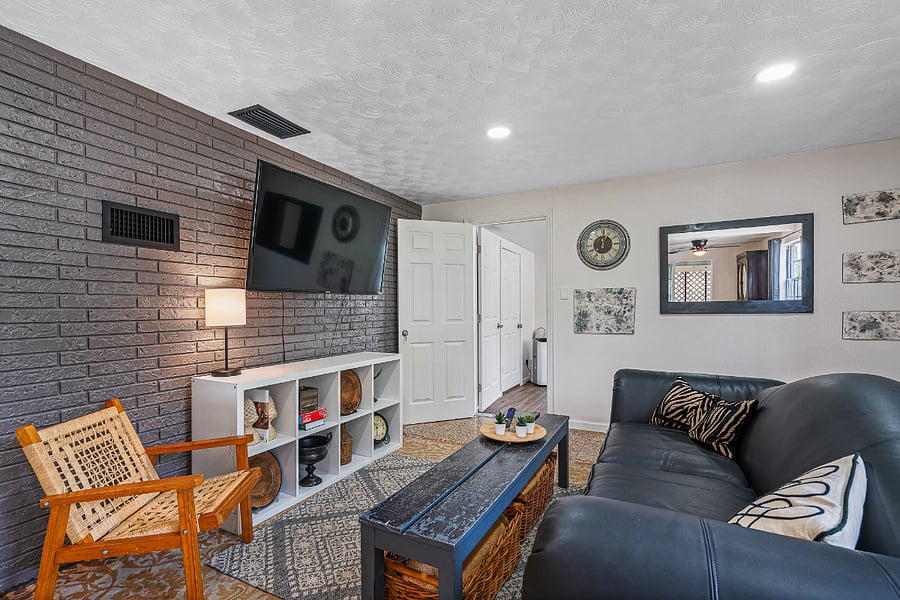Seating and decor in the living room.