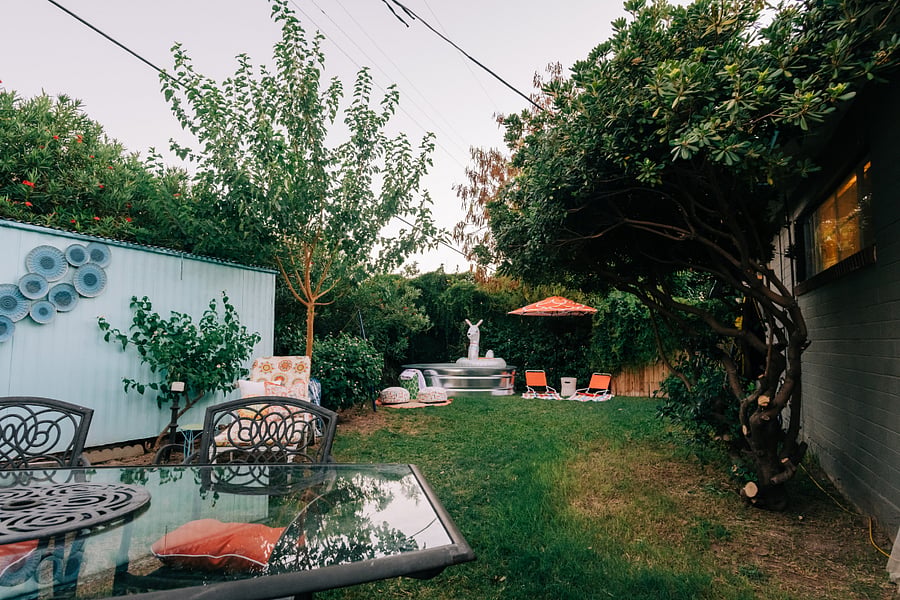 Backyard dining set for 6 and stock-tank pool!