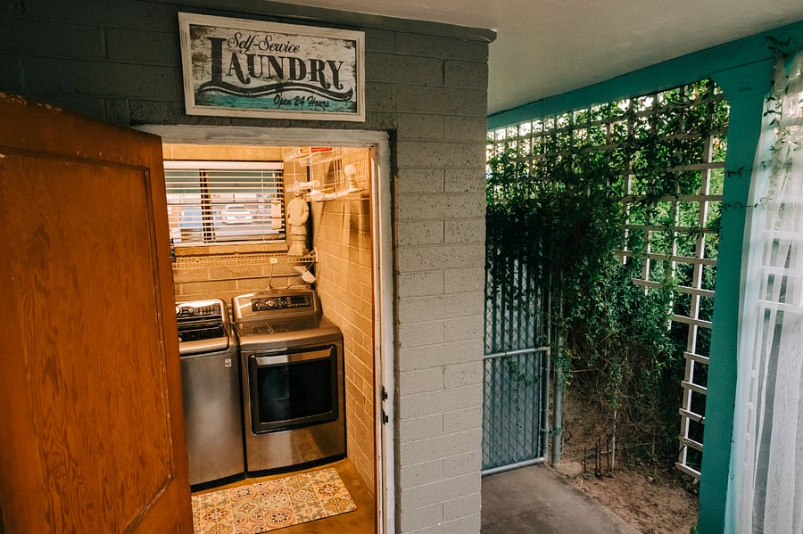 Your own private, enclosed laundry room off the back patio with washer and dryer.