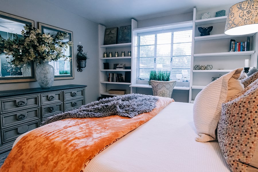 Bedroom #2 with King size bed and work desk area.