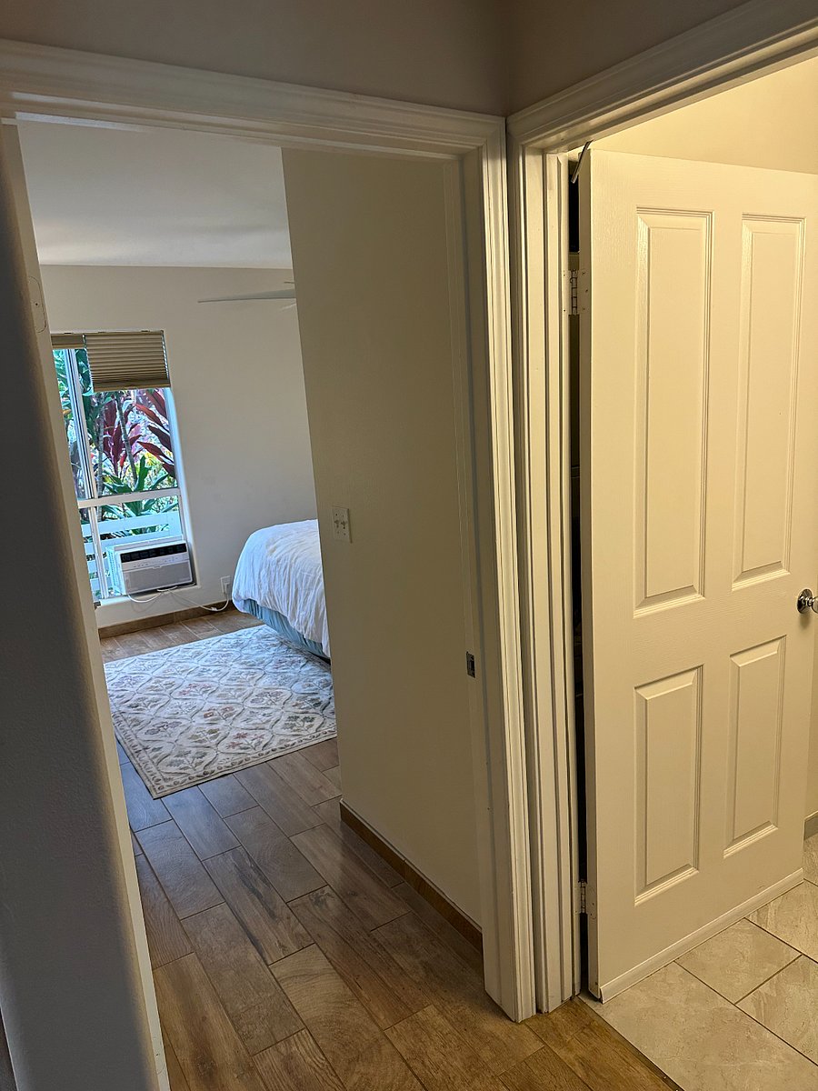 Entrance to bedroom and adjacent bathroom