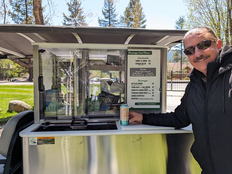 Buy drinks / snacks right from Golf Course beverage cart, parked right infront of unit at tee #1!