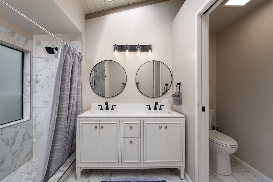 Master bathroom shower and vanity