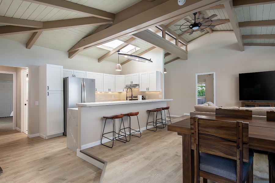Kitchen with bar-top seating