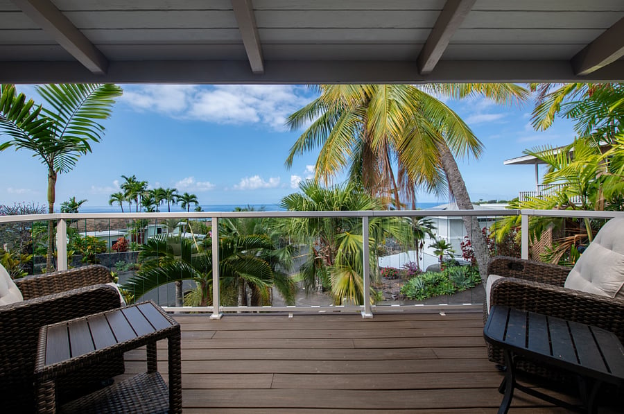 Panoramic ocean views from your private Kona retreat