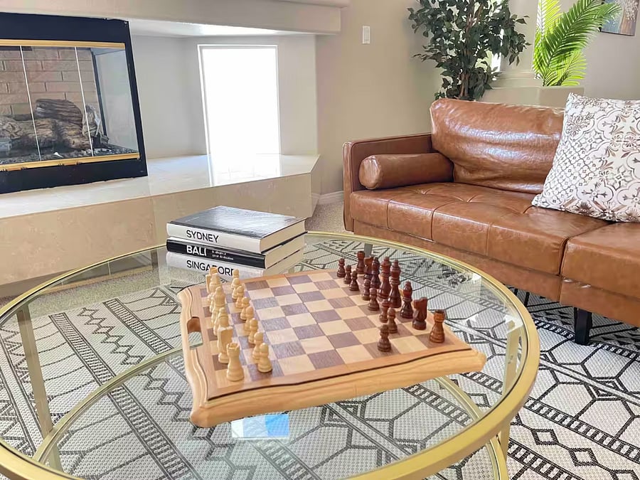 Thoughtful touches throughout the home, including games for downtime and relaxation.