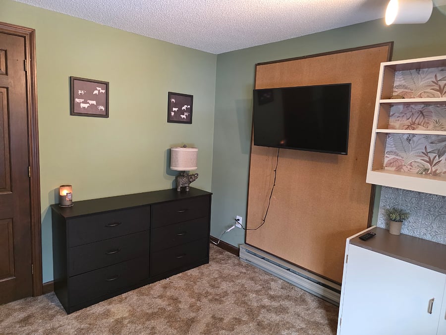 Full size dresser and there is also additional storage next to the dresser with 4 drawers, if needed.