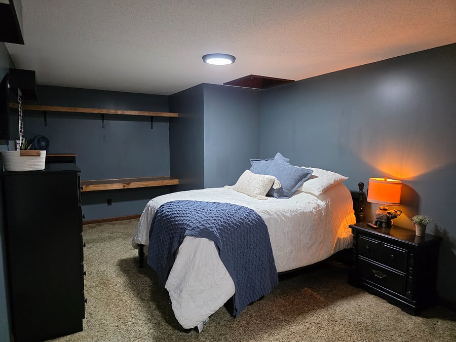 Bedroom 2 for my other listing - brand new full size mattress, new bedding, dresser, nightstands, lamp, smart TV, built in desk, walk in closet.