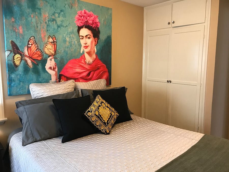 Queen sized bed, built-in wardrobe 