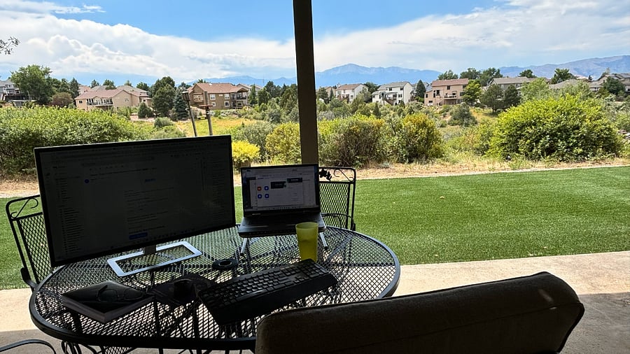 Work outside in the shade, enjoy the views.