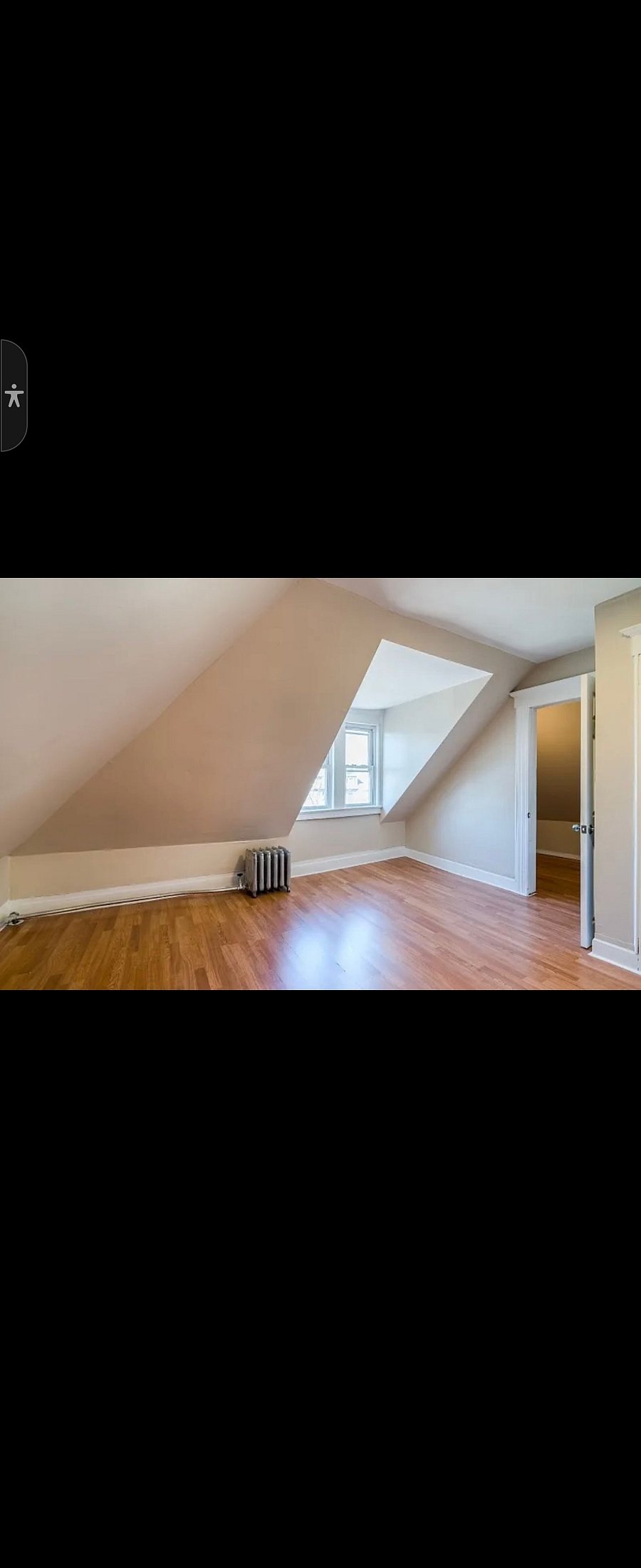 Bedroom, with view of neighborhood