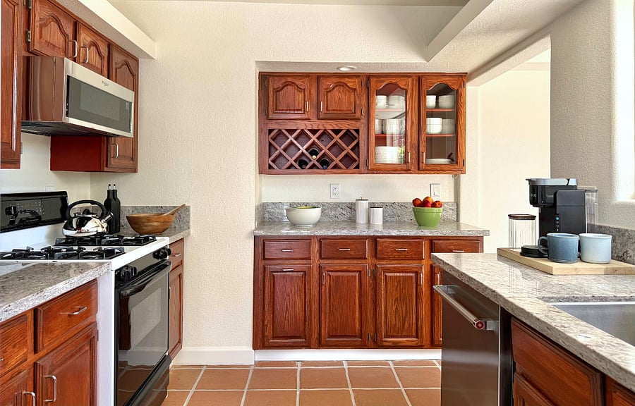 Full kitchen with all major appliance, dishes and glassware, and all dishes, cookware and utensils needed for everyday living.