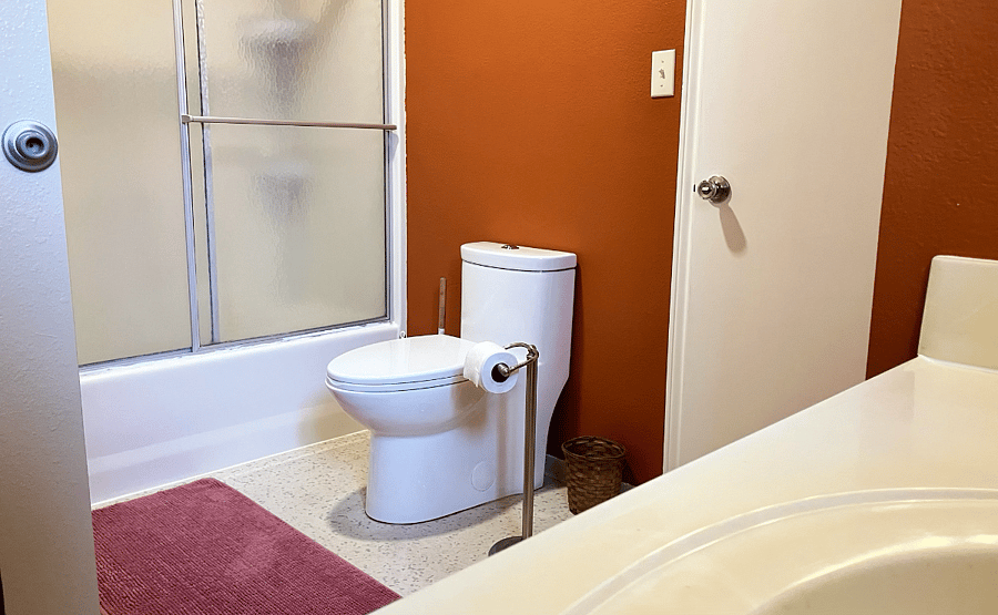 Toilet and shower, with tub