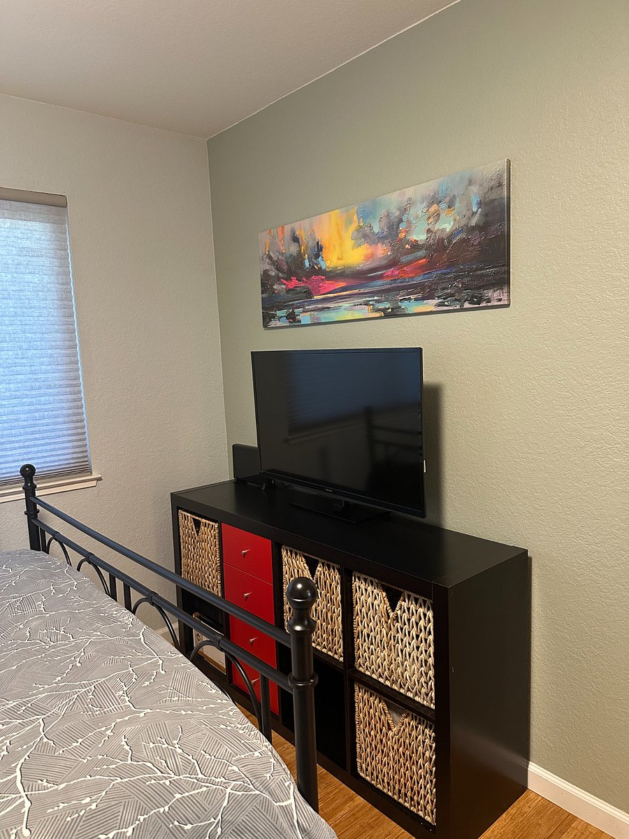 Shelving and storage with television (which may be likely removed)