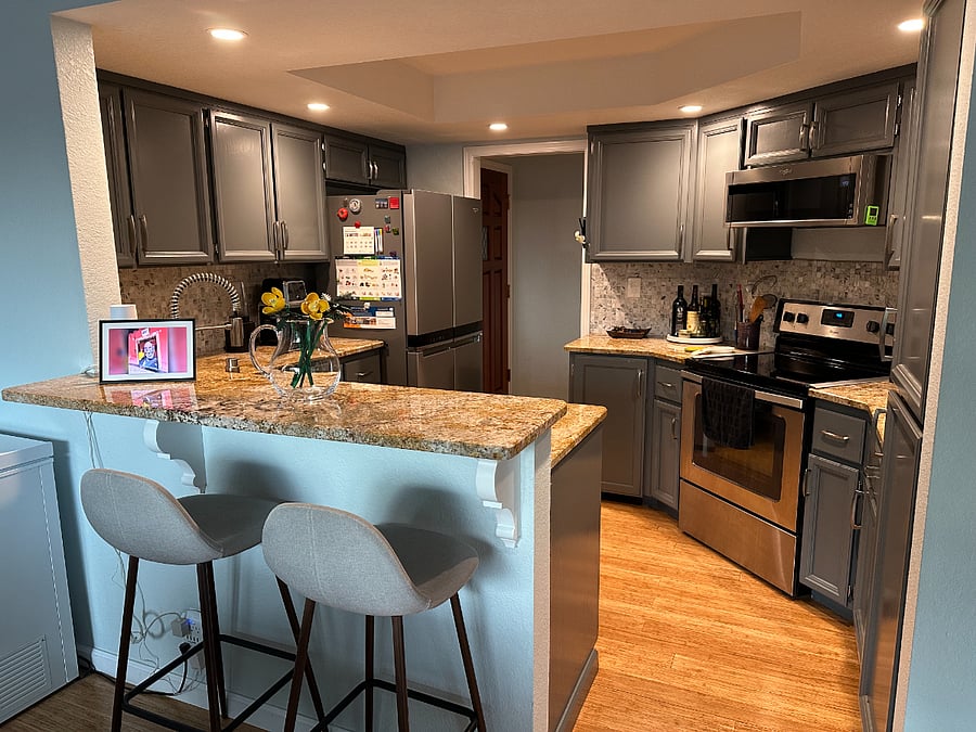 View from dining room of kitchen