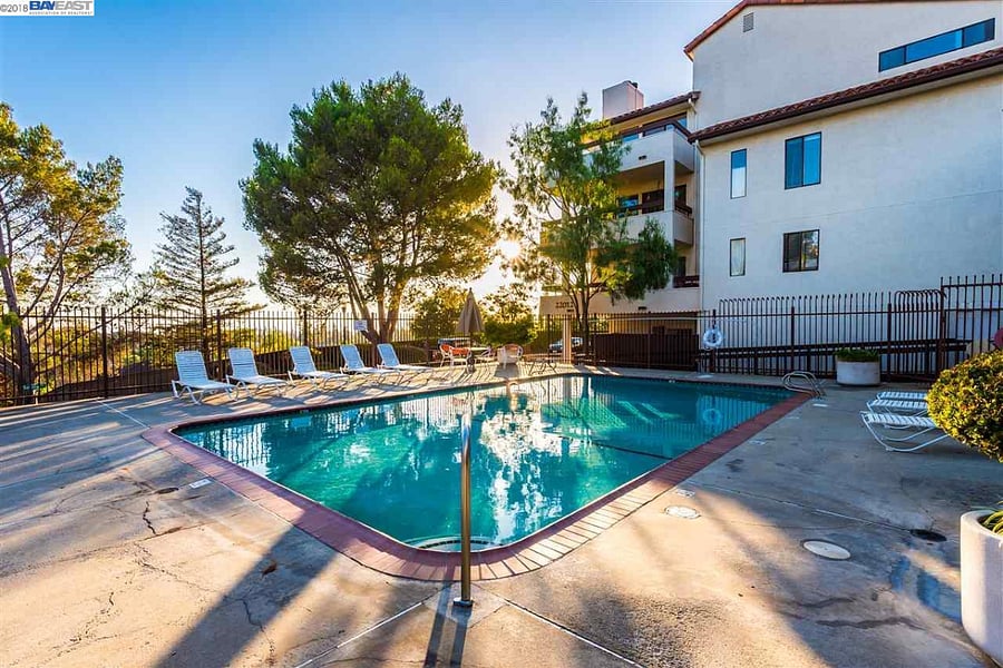 Pool with seating when open in summer months.