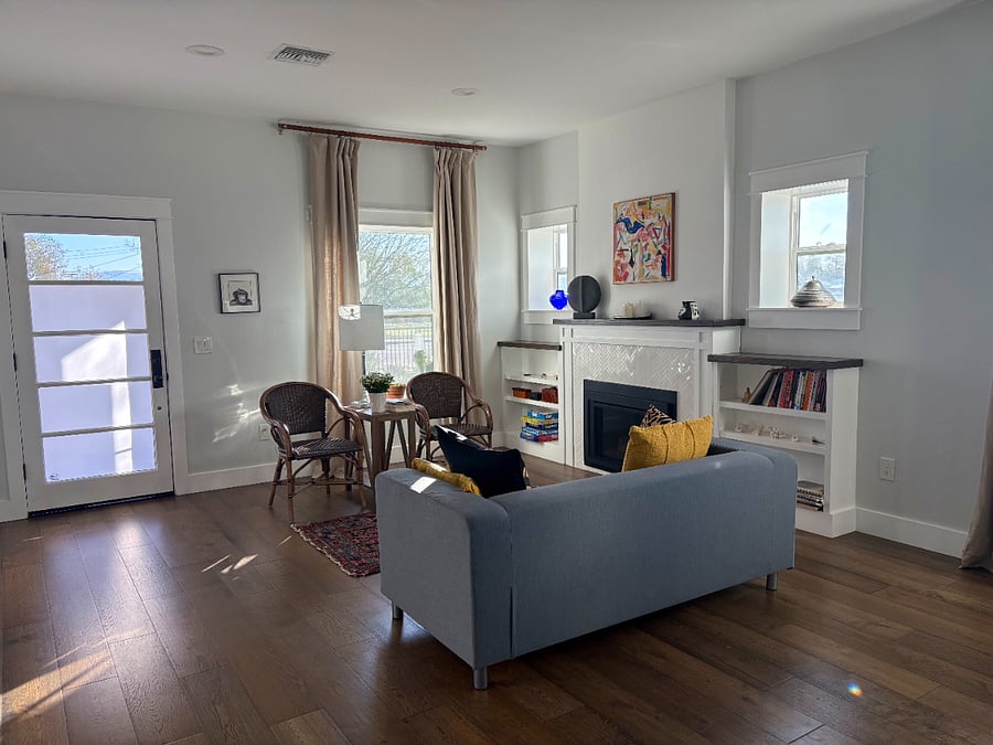 Living area with gas fireplace