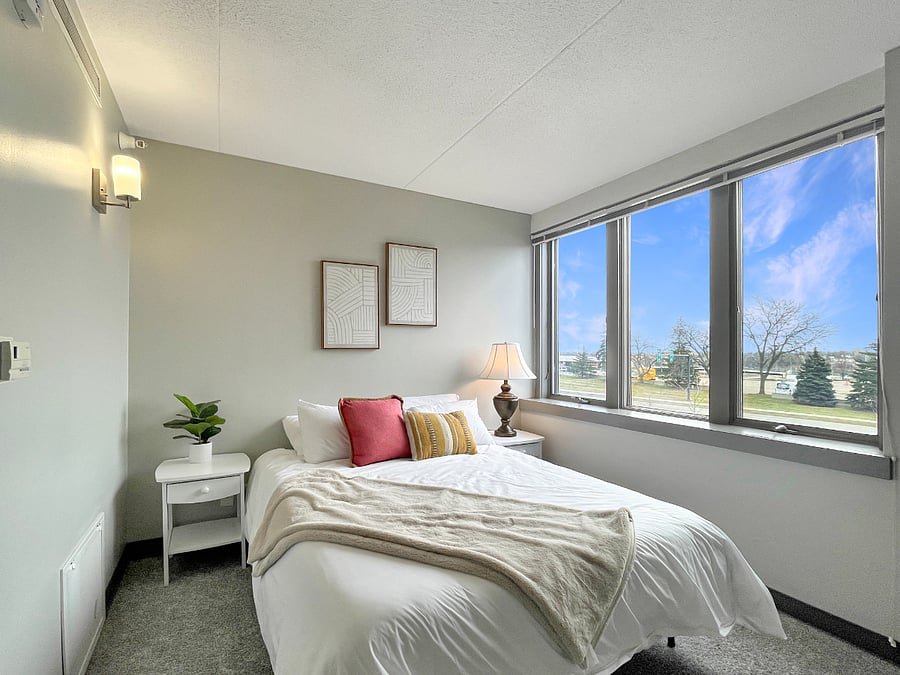 Queen plush bed awaits - amazing view here as well! 