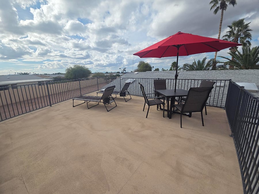 Margarita Deck with table, chairs, and loungers