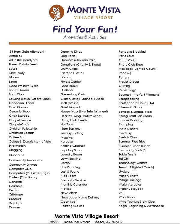 List of hobbies, activities and events

