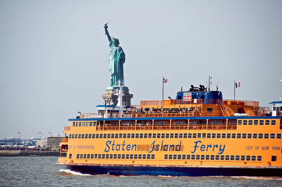 Hop on the Staten Island Ferry for a free, scenic ride to Manhattan with views of the Statue of Liberty.