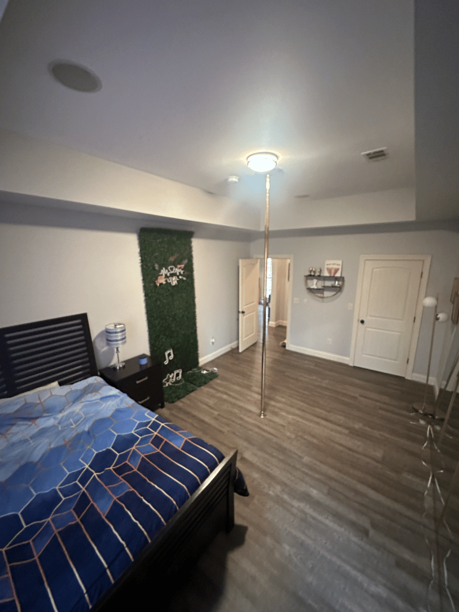 Downstairs bedroom (fitness pole can be included and can be taken down upon request)