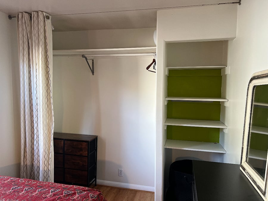 great big closet and storage space.  New dressers. French mirror. 