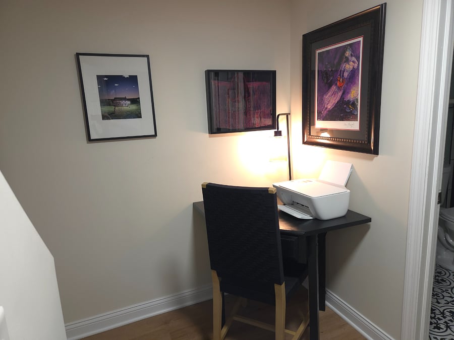 Work space with printer.