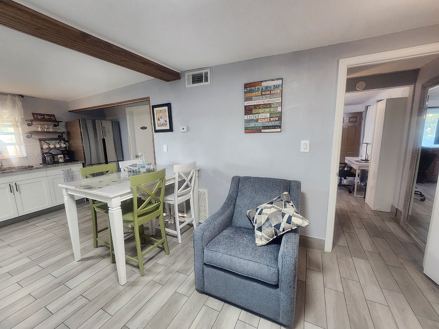 Enjoy sitting in a swivel chair where you can read a book relax or watch tv