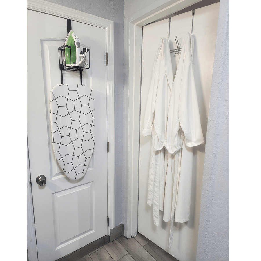 Lay flat Iron board with iron and A soft, spastyle robe is provided for added comfort, offering a touch of quiet luxury as you unwind during your stay.