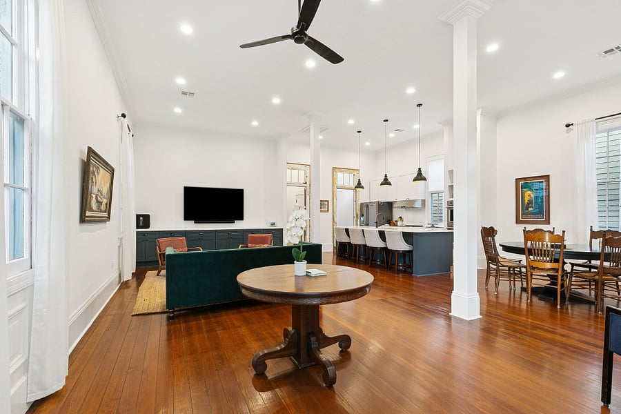 Open concept living room/dining room/kitchen 
